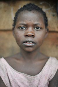A young girl at a camp for displaced persons in Rwanda’s Western Province.
