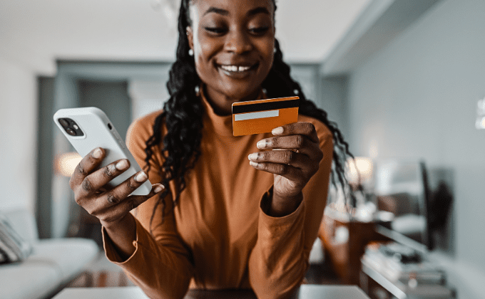 Smiling Women money transfer